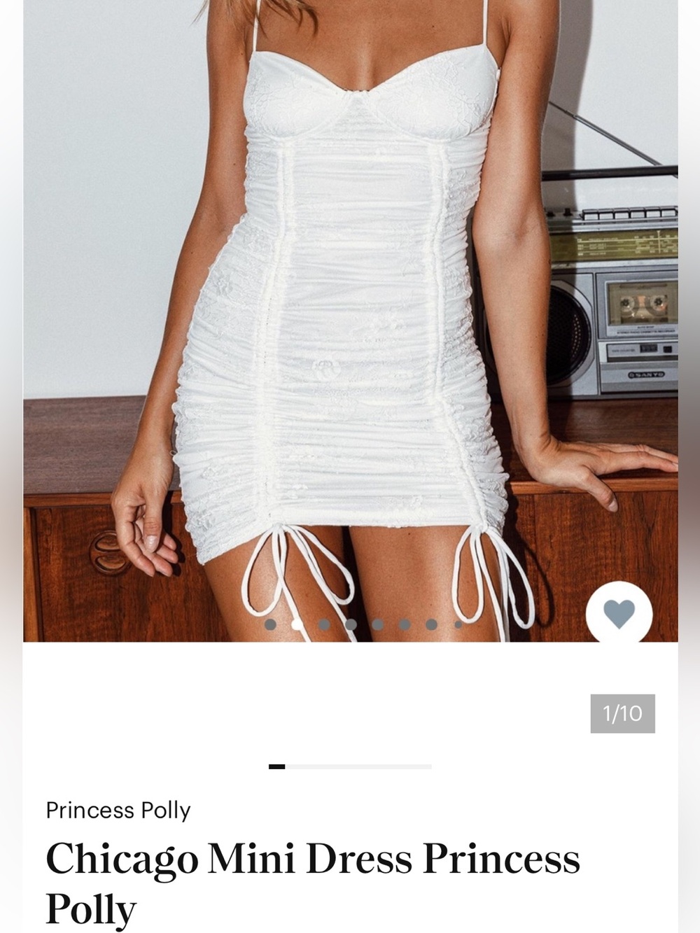 Princess Polly Sz6 Cream Lace Bodycon Mini Dress with Spaghetti Straps